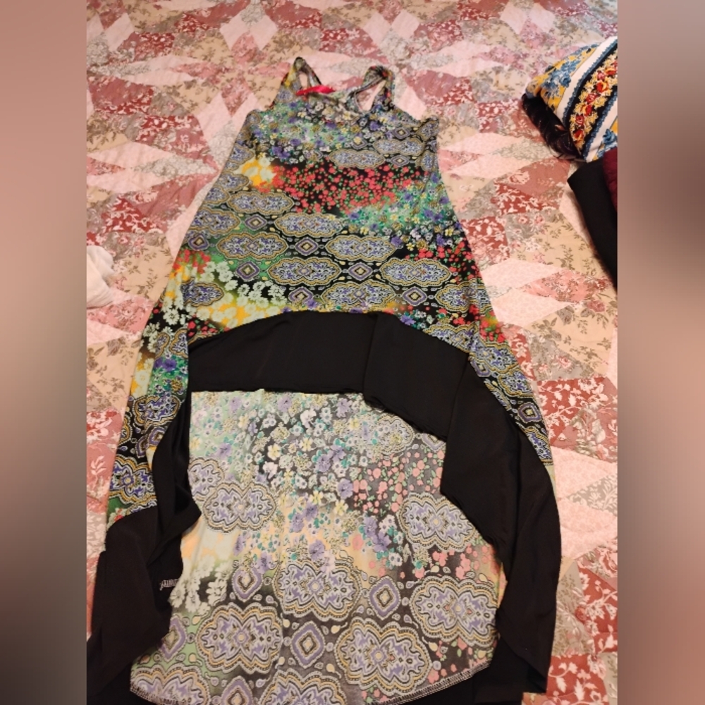 Multicolor Sleeveless High-Low Dress